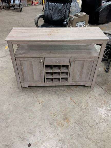 FARMHOUSE CABINET WITH WINE RACK 46X16X32 image