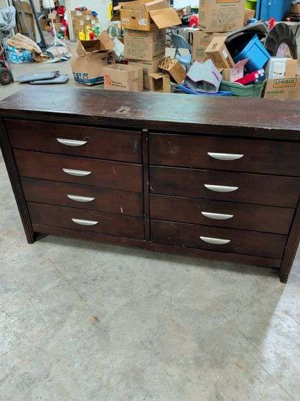 8 DRAWER DRESSER HAS FINISH SCUFFS 63X16X36 image