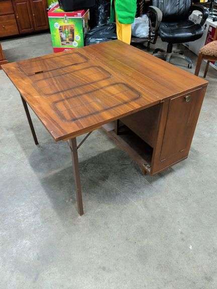 VINTAGE DROP LEAF SEWING CABINET 37X38X28 image