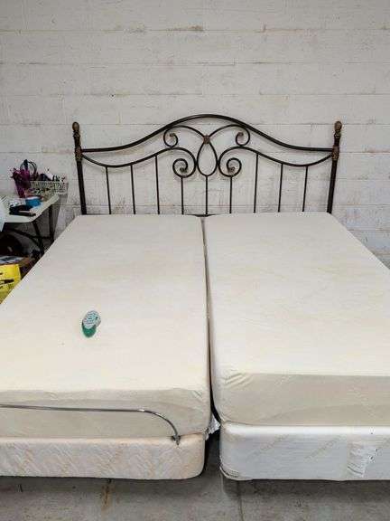 KING SIZE BED ONE SIDE IS A TEMPUR PEDIC ADJUSTABLE WITH REMOTE CONTROL - TEMPER PEDIC BOX SPRINGS AND MATTRESSES WILL BE GIVEN TO BUYER image