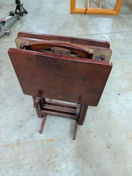 SET OF 3 FOLDING DINNER TRAYS WITH STORAGE STAND image