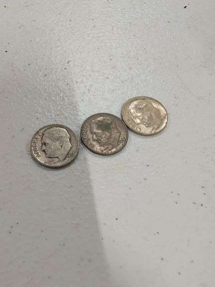3 SILVER DIMES - 1964 - 1965 - 1952 image