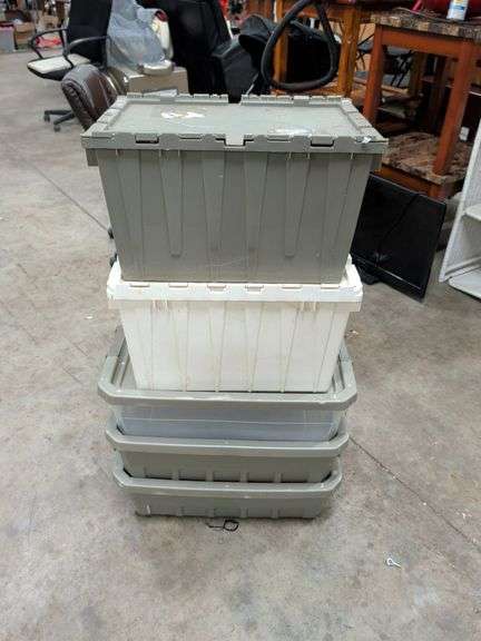 5 STORAGE TOTES DIFFERENT SIZES image