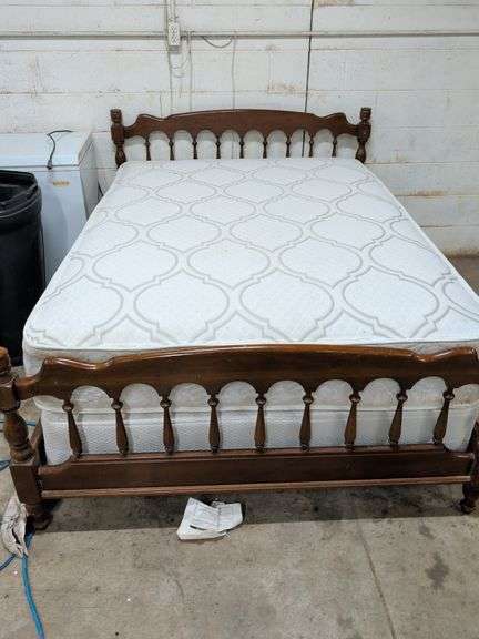 FULL SIZE BED - HEADBOARD AND FOOTBOARD WITH RAILS BOX SPRING AND MATTRESS WILL BE GIVEN TO BUYER IF WANTED image