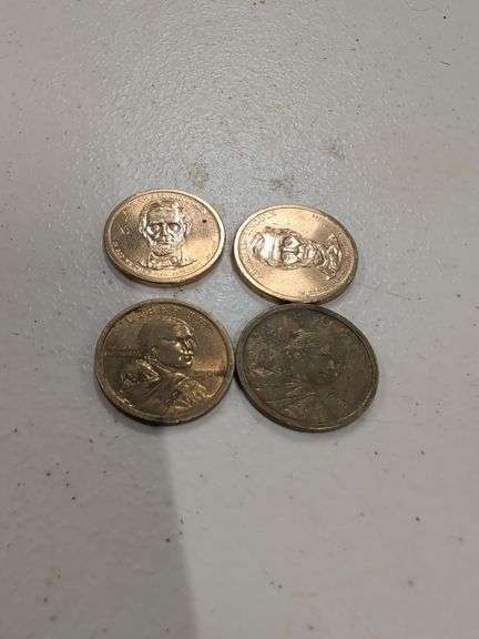 4 GOLD TONE DOLLARS - LINCOLN AND SACAJAWEA image
