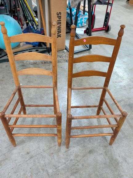 2 LADDER BACK CHAIRS NO SEATS image
