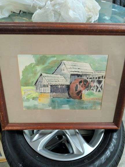 SIGNED POLLY LEONARD PAINTING 23X19 image