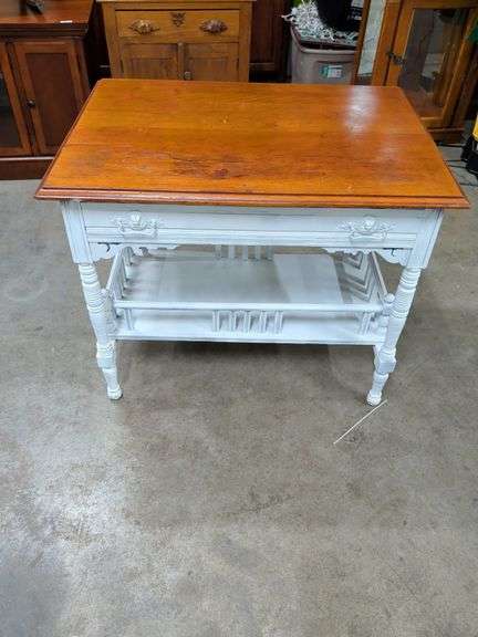 VINTAGE FRENCH COUNTRY STYLE WRITING DESK SIDE TABLE 36X26X30 image