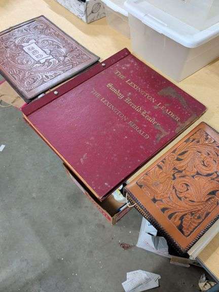 VINTAGE LEATHER BOOK COVERS AND LEXINGTON HERALD LEADER image