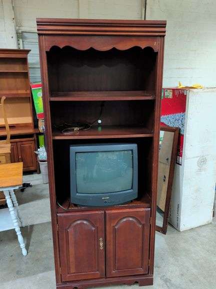 CHERRY FINISH BOOK SHELF WITH TV 30X18X76 image
