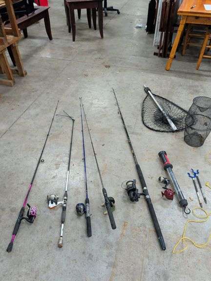 FISHING POLES - NET AND TRAP - ROD HOLDERS AND LIGHT - SHAKESPEARE - LEWS - SLINGSHOT - SOUTH BEND - ANDE AND ETC image