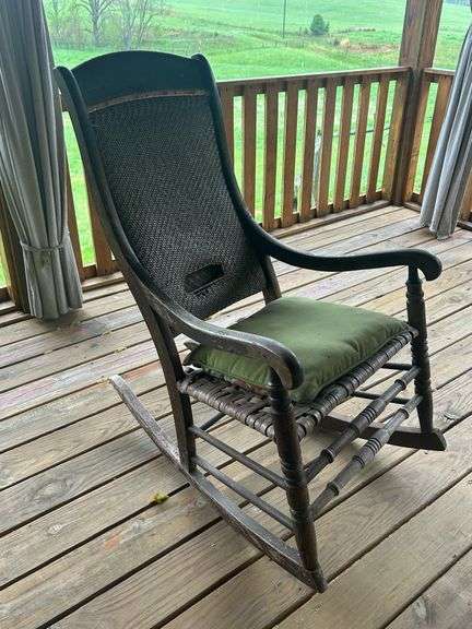 Woven Back Rocking Chair with Pillows
