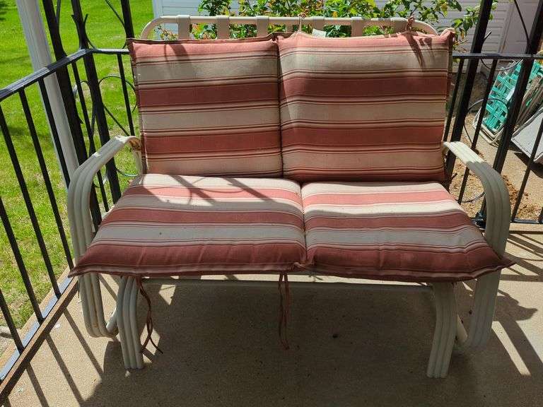 Outdoor Metal Frame Glider Bench with Cushions image