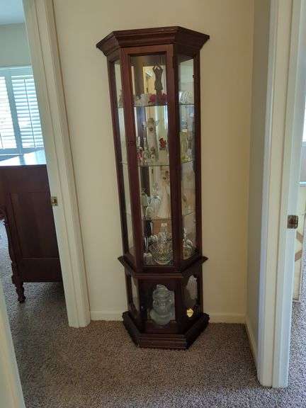Wood Curio Cabinet with Glass Shelves image
