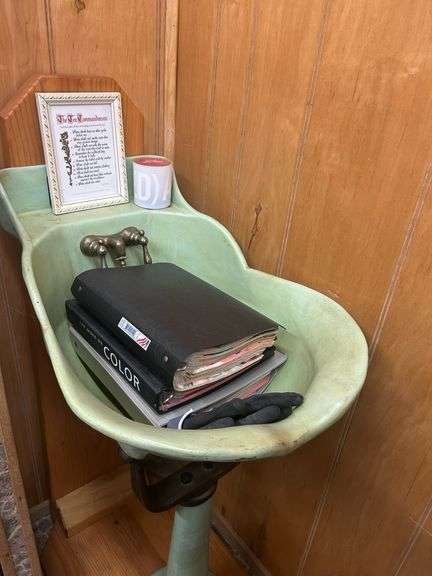 Unique Light Green Sink with Ornate Faucet