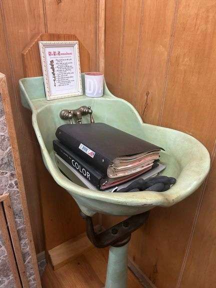 Unique Light Green Sink with Ornate Faucet