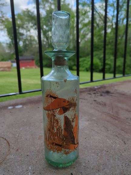 Vintage Glass Decanter with Flying Duck Design image