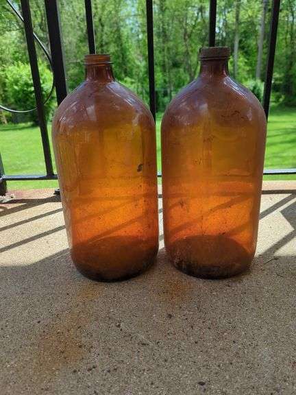 Pair of Amber Glass Jugs image