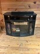 Black Entertainment Center with Glass Doors and Media Storage