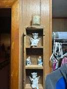 Collectible Figurines in Wooden Display Case