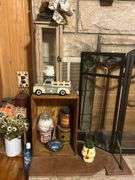 Decorative Assortment: Truck, Chicken Planter, Cabinet, Jars, and More