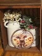 Rustic Home Decor Assortment with Toy Trucks, Floral Accents, and Candles