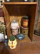 Decorative Assortment: Truck, Chicken Planter, Cabinet, Jars, and More