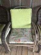 Set of Four Wicker Chairs with Cushions