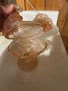 Peach Colored Glass Chicken on Stand