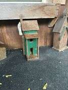 Decorative Birdhouses and Welcome Sign