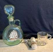 Fitzgerald DeCanter with Sailing Ship and Shaving Set