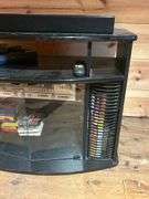 Black Entertainment Center with Glass Doors and Media Storage