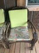 Set of Four Wicker Chairs with Cushions