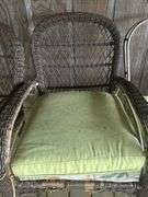Set of Four Wicker Chairs with Cushions