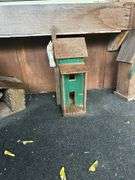 Decorative Birdhouses and Welcome Sign