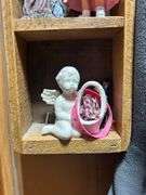 Collectible Figurines in Wooden Display Case