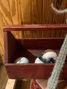 Painted Wood Toolbox, Stool, and Decorative Items