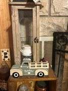 Decorative Assortment: Truck, Chicken Planter, Cabinet, Jars, and More