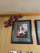 Framed Prints of Cherubs with Roses, Pair