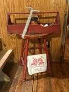 Painted Wood Toolbox, Stool, and Decorative Items
