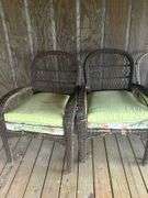 Set of Four Wicker Chairs with Cushions