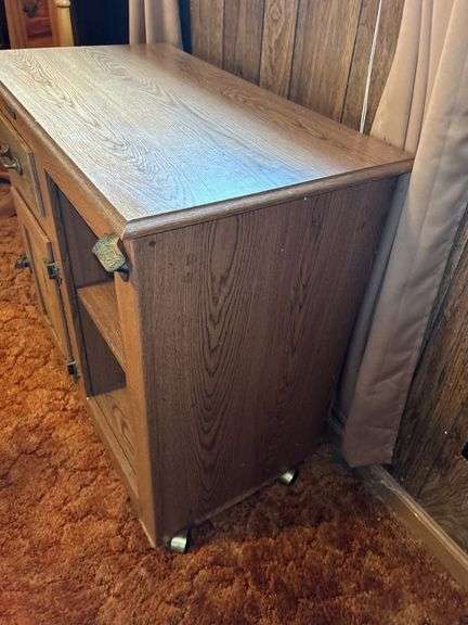 White Clad Simmons Hardware Oak Cabinet with Coca-Cola Bottle Opener