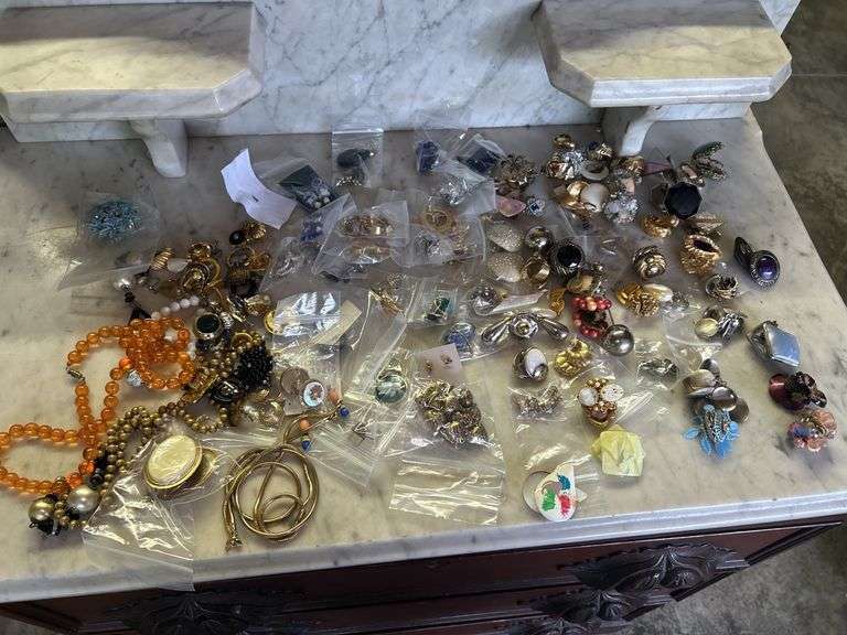 Costume Jewelry Lot - Necklaces, Earrings, Rings and More image
