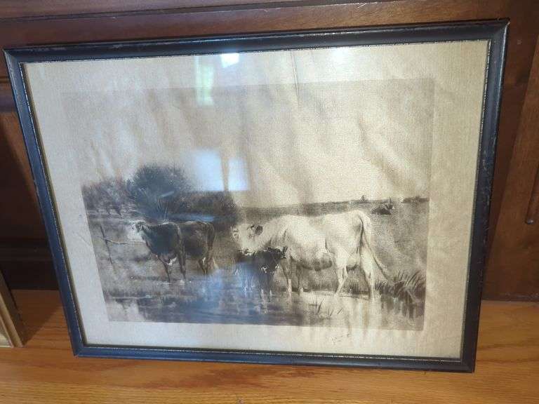 Framed Cattle Silk Print image