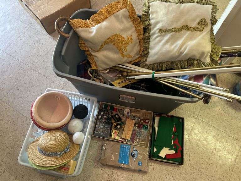 Mixed Collection: Craft Supplies, Hats, Pillows & Flag Poles image