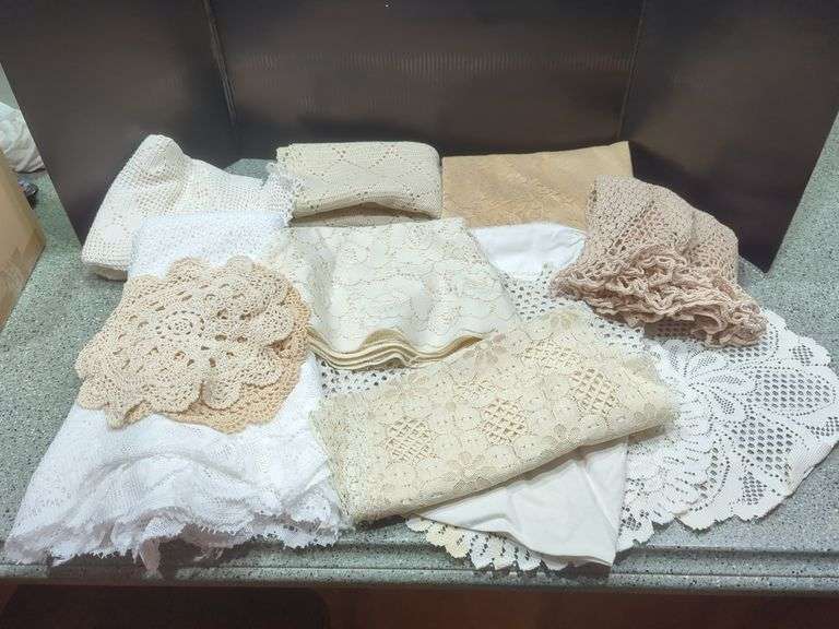 Collection of Handmade Crochet and Lace Linens image