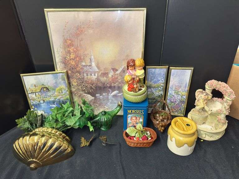 Assorted Home Decor Items Including Framed Prints, Figurines, and More image