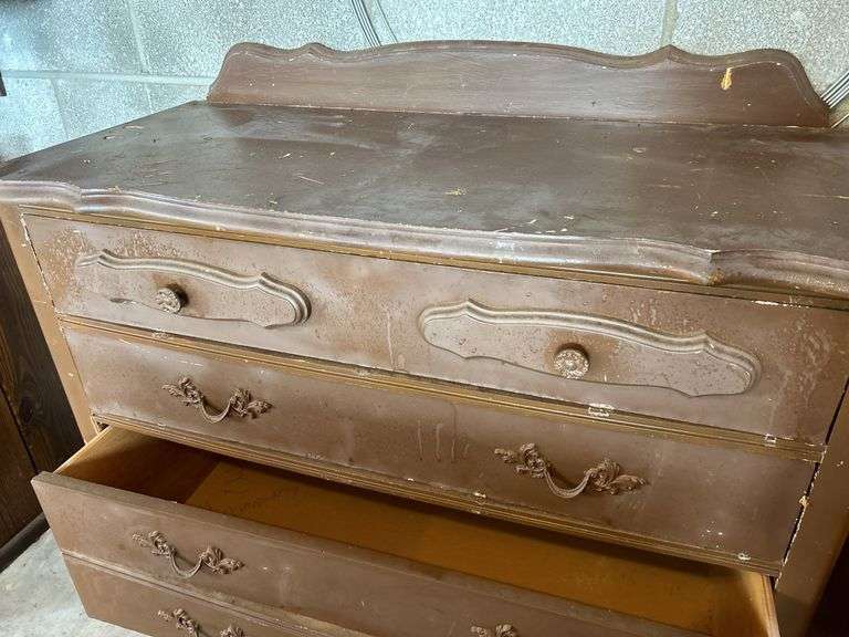 Brown Wooden Dresser with Drawers