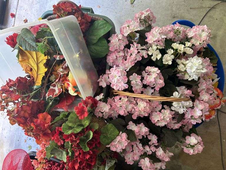 Large Lot of Assorted Artificial Flowers and Fall Foliage image