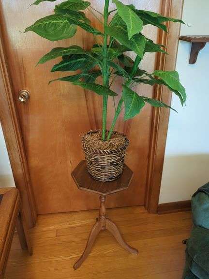 Wooden Plant Stand with Artificial Plant